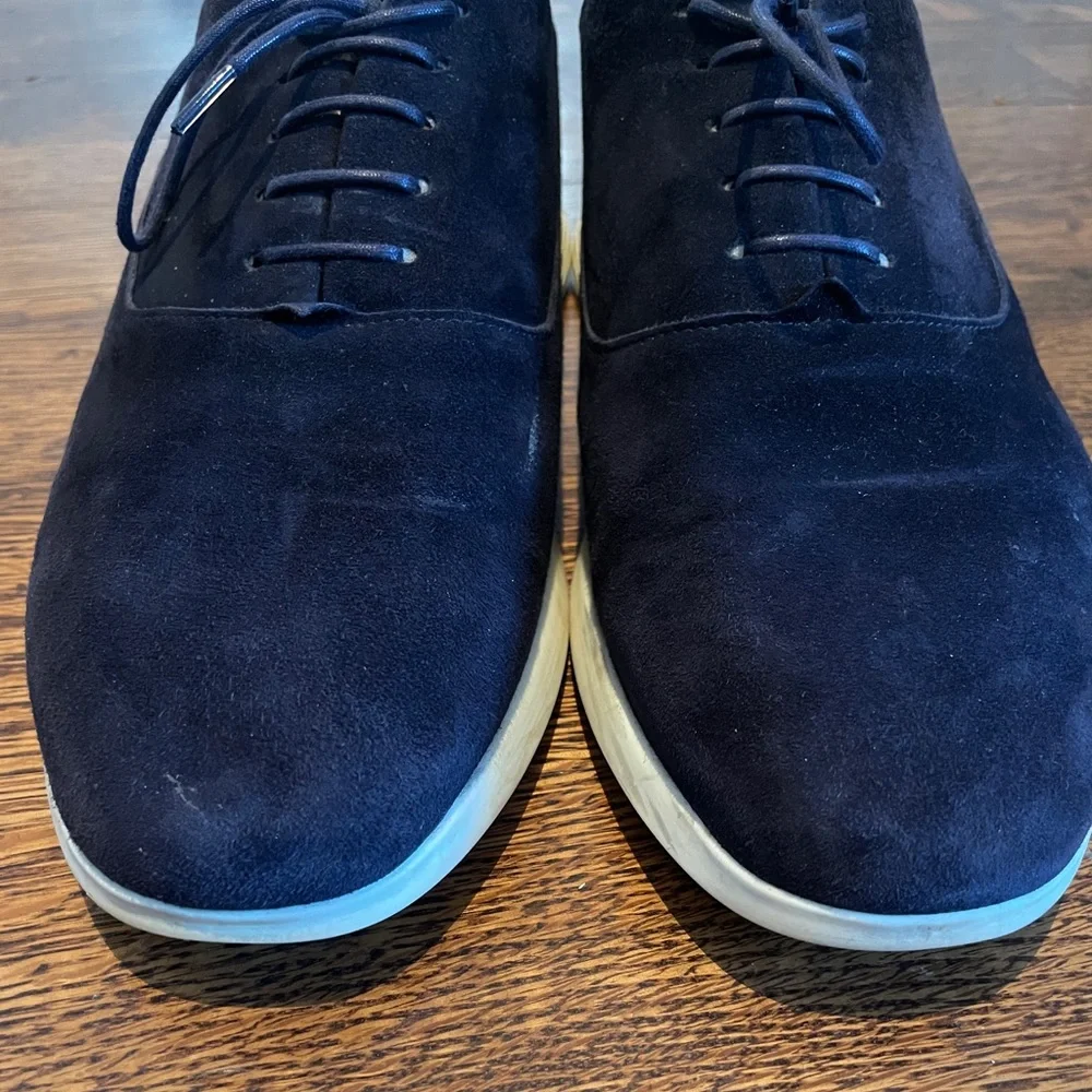 Men's Navy Suede Casual Lace-Up Shoes